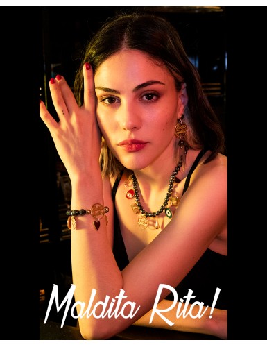 Fotografia de Lucia Marti con la modelo Celia Blanco con collar GRAFFITI de la marca Maldita Rita venta online