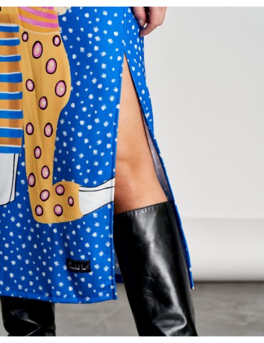 Detalle abertura del vestido Klimt de Anabel Lee ropa en Burbujas Moda