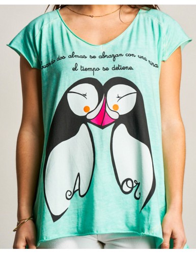 Detalle camiseta Frailecillos de la marca Española Anabel Lee