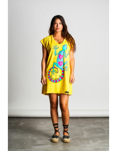Vestido tipo tunica Gekko en amarillo de la diseñadora Anabel Lee