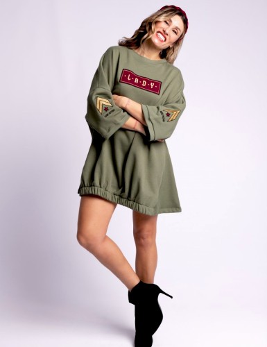 Vestido Lady verde militar de la marca Aire Retro para Burbujas Moda, modelo